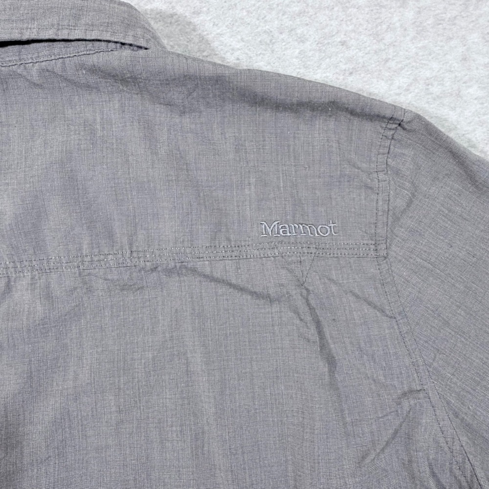Marmot Mens Gray Short Sleeve Button Down Shirt H43090 Size Large Pocket Hiking - Picture 11 of 11